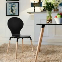 Path Dining Wood Side Chair - Modway Black