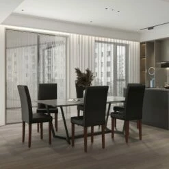 Emma and Oliver Six Mid-Century Parsons Chairs and Hardwood Frame for Kitchen, Dining Room & More