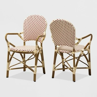 Baxton Studio Set of 2 Seva Indoor and Outdoor Stackable Bistro Dining Chairs - BaxtonStudio Beige/red 9 Baxton Studio Set of 2 Seva Indoor and Outdoor Stackable Bistro Dining Chairs - BaxtonStudio Beige/red - Image 7