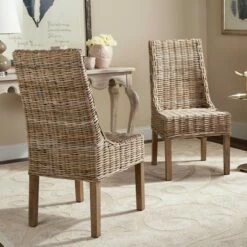 Suncoast 18''H Rattan Arm Chair (Set of 2) - Natural - Safavieh