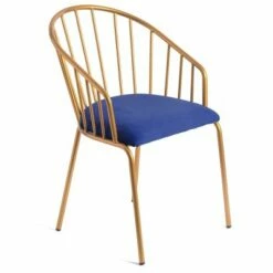 Bold Tones Modern Blue Velvet Fabric Upholstered Accent Arm Chair with Gold Metal Legs -Dining Chairs And Benches Official Shop unnamed file 8827