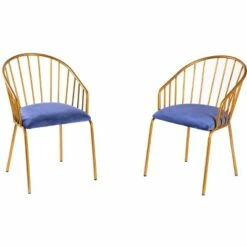 Bold Tones Modern Blue Velvet Fabric Upholstered Accent Arm Chair with Gold Metal Legs -Dining Chairs And Benches Official Shop unnamed file 8828