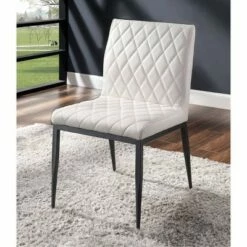 Set of 2 Mcguffey Padded Seat Side Chairs Black/Ivory - miBasics