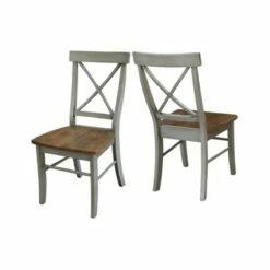 Set of 2 X Back Chairs with Solid Wood Seat Natural - International Concepts -Dining Chairs And Benches Official Shop unnamed file 8889