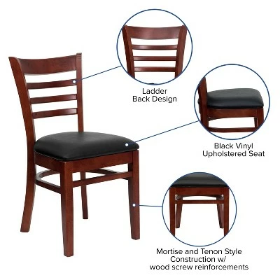 Flash Furniture Ladder Back Wooden Restaurant Chair 4 Flash Furniture Ladder Back Wooden Restaurant Chair - Image 2