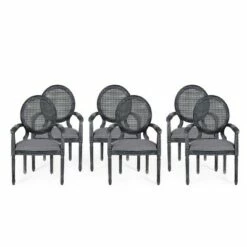 Set of 6 Judith French Country Wood and Cane Upholstered Dining Chairs - Christopher Knight Home Light Gray/natural -Dining Chairs And Benches Official Shop unnamed file 894