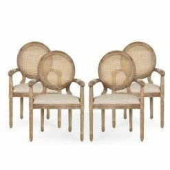 Set of 4 Judith French Country Wood and Cane Upholstered Dining Chairs - Christopher Knight Home Brown/natural -Dining Chairs And Benches Official Shop unnamed file 907