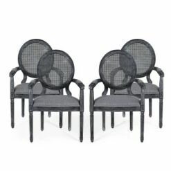 Set of 4 Judith French Country Wood and Cane Upholstered Dining Chairs - Christopher Knight Home Brown/natural -Dining Chairs And Benches Official Shop unnamed file 910