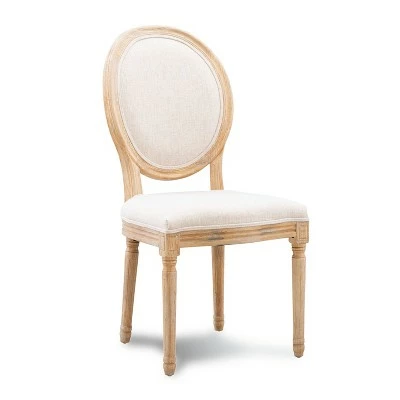 Set of 2 Manchester Linen Oval Back Chairs Natural - Linon 3 Set of 2 Manchester Linen Oval Back Chairs Natural - Linon