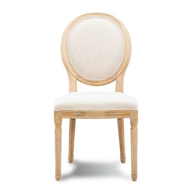 Set of 2 Manchester Linen Oval Back Chairs Natural - Linon 4 Set of 2 Manchester Linen Oval Back Chairs Natural - Linon - Image 2
