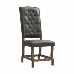 Set of 2 Hayward Tufted Tall Back Side Chair Set Walnut - Picket House Furnishings