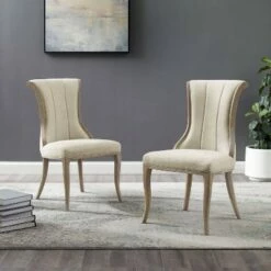 Set of 2 Sheffield Flared Back Chair - Linon Natural -Dining Chairs And Benches Official Shop unnamed file 9217