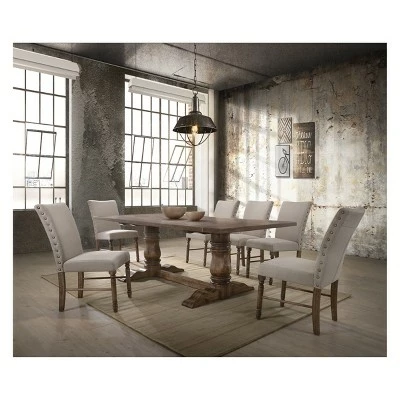 Set of 2 Leventis Side Chair Cream/Oak Brown - Acme Furniture 3 Set of 2 Leventis Side Chair Cream/Oak Brown - Acme Furniture