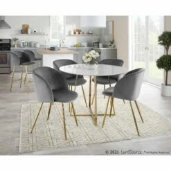 Set of 2 Fran Dining Chairs Velvet/Steel Gold/Silver - LumiSource -Dining Chairs And Benches Official Shop unnamed file 928