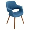 Vintage Flair Mid Century Modern Walnut Wood Legged Dining Chair Polyester/Blue - LumiSource -Dining Chairs And Benches Official Shop unnamed file 931