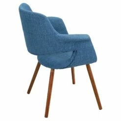 Vintage Flair Mid Century Modern Walnut Wood Legged Dining Chair Polyester/Blue - LumiSource -Dining Chairs And Benches Official Shop unnamed file 933