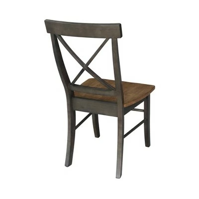 Set of 2 X Back Chairs with Wood Seat Hickory Brown - International Concepts 6 Set of 2 X Back Chairs with Wood Seat Hickory Brown - International Concepts - Image 4