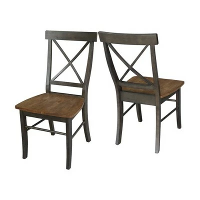 Set of 2 X Back Chairs with Wood Seat Hickory Brown - International Concepts 7 Set of 2 X Back Chairs with Wood Seat Hickory Brown - International Concepts - Image 5