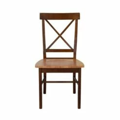 Set of 2 X Back Chairs with Solid Wood Seats Cinnamon/Espresso - International Concepts