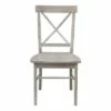 Set of 2 X Back Chairs with Solid Wood Seat Washed Gray/Taupe - International Concepts
