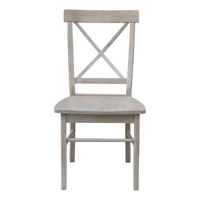 Set of 2 X Back Chairs with Solid Wood Seat Washed Gray/Taupe - International Concepts 3 Set of 2 X Back Chairs with Solid Wood Seat Washed Gray/Taupe - International Concepts