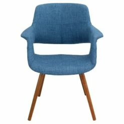 Vintage Flair Mid Century Modern Walnut Wood Legged Dining Chair Polyester/Blue - LumiSource -Dining Chairs And Benches Official Shop unnamed file 935