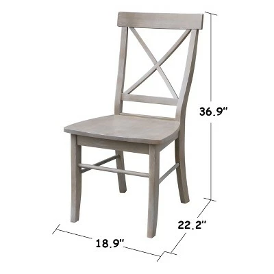 Set of 2 X Back Chairs with Solid Wood Seat Washed Gray/Taupe - International Concepts 6 Set of 2 X Back Chairs with Solid Wood Seat Washed Gray/Taupe - International Concepts - Image 4