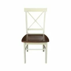 Set of 2 X Back Chairs with Solid Wood Seats Antiqued Almond/Espresso - International Concepts