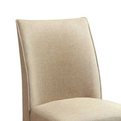 Set of 2 Contemporary Side Chairs with Flax Fabric Ivory - Benzara 3 Set of 2 Contemporary Side Chairs with Flax Fabric Ivory - Benzara