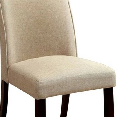 Set of 2 Contemporary Side Chairs with Flax Fabric Ivory - Benzara 4 Set of 2 Contemporary Side Chairs with Flax Fabric Ivory - Benzara - Image 2