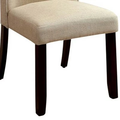 Set of 2 Contemporary Side Chairs with Flax Fabric Ivory - Benzara 5 Set of 2 Contemporary Side Chairs with Flax Fabric Ivory - Benzara - Image 3