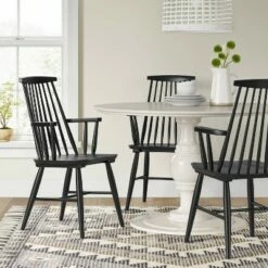 Harwich Wood Arm Dining Chair Black - Threshold™