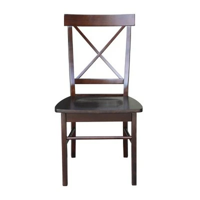 Set of 2 X Back Chairs with Solid Wood Seats Dark Brown - International Concepts 3 Set of 2 X Back Chairs with Solid Wood Seats Dark Brown - International Concepts
