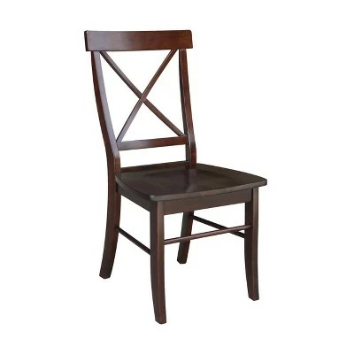 Set of 2 X Back Chairs with Solid Wood Seats Dark Brown - International Concepts 4 Set of 2 X Back Chairs with Solid Wood Seats Dark Brown - International Concepts - Image 2