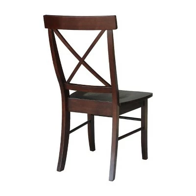 Set of 2 X Back Chairs with Solid Wood Seats Dark Brown - International Concepts 7 Set of 2 X Back Chairs with Solid Wood Seats Dark Brown - International Concepts - Image 5