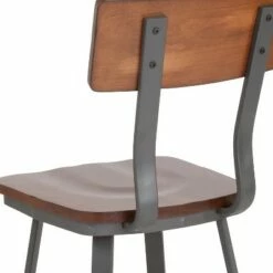 Flash Furniture Flint Series Rustic Walnut Restaurant Chair with Wood Seat & Back and Gray Powder Coat Frame -Dining Chairs And Benches Official Shop unnamed file 9420