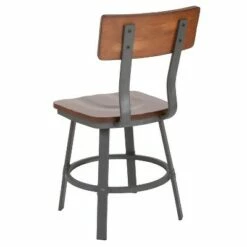 Flash Furniture Flint Series Rustic Walnut Restaurant Chair with Wood Seat & Back and Gray Powder Coat Frame -Dining Chairs And Benches Official Shop unnamed file 9421