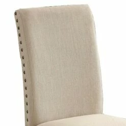 Set of 2 Nailhead Trim Transitional Side Chairs Black/Cream - Benzara