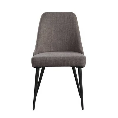 Set of 2 Fabric Side Chairs with Curved Back and Angled Metal Legs Gray - Benzara 4 Set of 2 Fabric Side Chairs with Curved Back and Angled Metal Legs Gray - Benzara - Image 2