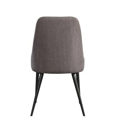 Set of 2 Fabric Side Chairs with Curved Back and Angled Metal Legs Gray - Benzara 5 Set of 2 Fabric Side Chairs with Curved Back and Angled Metal Legs Gray - Benzara - Image 3