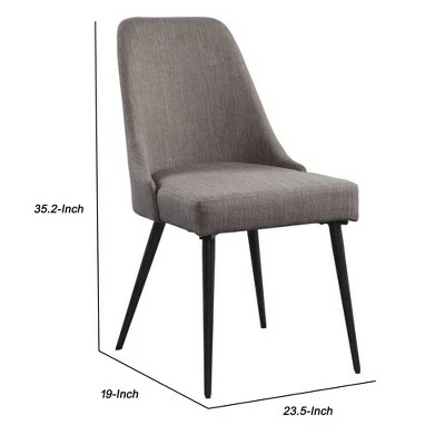 Set of 2 Fabric Side Chairs with Curved Back and Angled Metal Legs Gray - Benzara 6 Set of 2 Fabric Side Chairs with Curved Back and Angled Metal Legs Gray - Benzara - Image 4