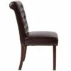 Parsons Chair with Rolled Back Leather Brown - Riverstone Furniture