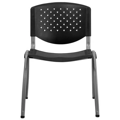 880 lb. Capacity Black Plastic Stack Chair with Titanium Gray Powder Coated Frame Black - Riverstone Furniture Collection 5 880 lb. Capacity Black Plastic Stack Chair with Titanium Gray Powder Coated Frame Black - Riverstone Furniture Collection - Image 3