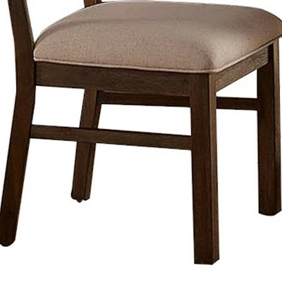 Set of 2 Ladder Back Side Chairs with Distressed Detail Brown/Beige - Benzara 4 Set of 2 Ladder Back Side Chairs with Distressed Detail Brown/Beige - Benzara - Image 2