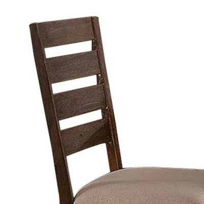 Set of 2 Ladder Back Side Chairs with Distressed Detail Brown/Beige - Benzara 5 Set of 2 Ladder Back Side Chairs with Distressed Detail Brown/Beige - Benzara - Image 3