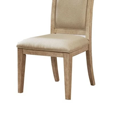 Set of 2 Wood and Fabric Side Chairs Brown/Beige - Benzara 4 Set of 2 Wood and Fabric Side Chairs Brown/Beige - Benzara - Image 2