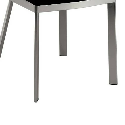 Set of 2 Contemporary Side Chairs with Micro Fabric Seat Silver/Black - Benzara 4 Set of 2 Contemporary Side Chairs with Micro Fabric Seat Silver/Black - Benzara - Image 2