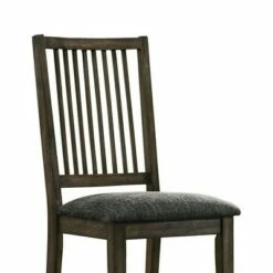 Set of 2 Curved Slatted Back Wooden Side Chairs Brown - Benzara