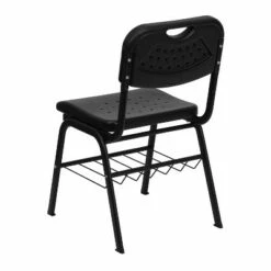 Flash Furniture HERCULES Series 880 lb. Capacity Black Plastic Chair with Black Frame and Book Basket -Dining Chairs And Benches Official Shop unnamed file 9777