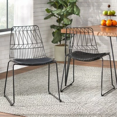 Set of 2 Picot Chairs Black - Lifestorey 1 Set of 2 Picot Chairs Black - Lifestorey